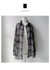 Loose fit see-through check shirt male (2 colors)