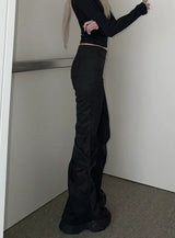 Waist Flared Pants - Deep Black