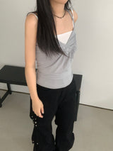 Moen V-Neck Halter-Neck Button Top