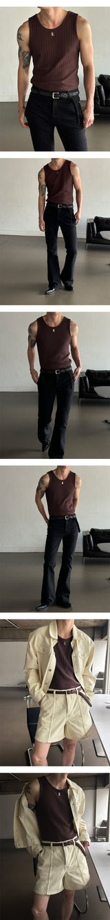 [S/S] High ribbed logo sleeveless(6color)