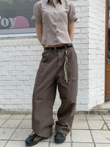 ZIPPER WIDE TROUSER PANTS (3C)