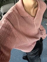 Open Collar Mesh Knit