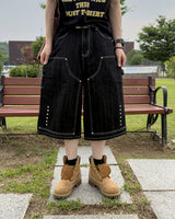 Beto Studded Bermuda Denim Pants
