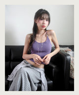 moti silver-ring deep glam tank top