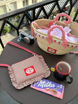 cherry & cereja Frill pouch bag check pattern cross bag