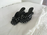 Dot Chrome Heel Mules