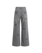 [PRE-FALL] Bella Ribbon Printed Straight Wide Grey Denim