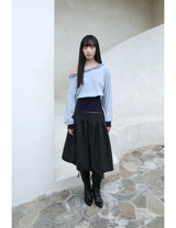 オフショルダー ラッフル トップ(BLUE)