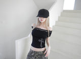 notre cross off lace top(2 color) 