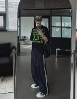 Route Track Color Matching Wide Pants