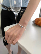 Matt silver blue star bangle