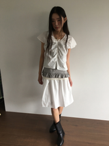 Marine button midi skirt (3color)