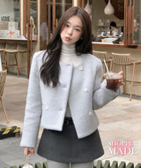 [SHOPPERMADE] ノーカラー Wool65 ダブルジャケット (2color)