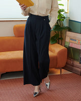 TAILORED DOUBLE PLEATED SLACKS [NAVY]