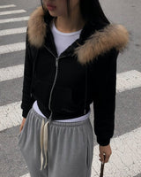 [ORIGINAL] POE Fur Hood 2-Way Zip-Up Hoodie