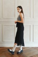  Lisha wrap long skirt (black)