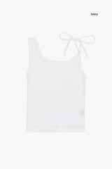 Unbalanced shoulder linen sleeveless top