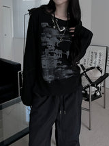printed ribbed long sleeves (2color)