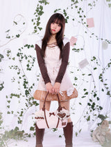 ROSE ISLAND Vanilla Strong Tea Spring Feeling Heavy Embroidery Floral Teapot Applique Hand-Sewn Beads and Sequins Dress