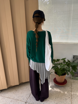 v neck loose knit top