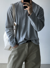 アーロンモーデンエッセンシャルセミクロッピードロングスリーブTシャツ