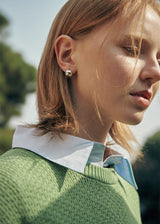 [925 silver] Deux.silver.107 / walnut earring (silver)
