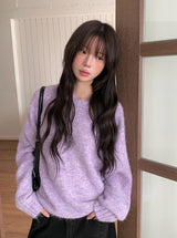 ウェンドウールボカシパステルルーズフィットラウンドニット