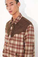 Checkered suede shirt