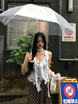 ラブサム レース フリル リボン スリーブレス トップ