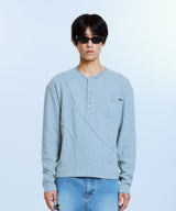 カットアウトパネルヘンリーTシャツ (ライトグレー)