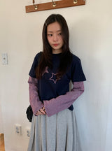 バッフォンボーダー星レイヤード長袖Tシャツ