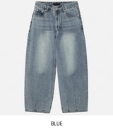 Shell Washing Wide Balloon Denim