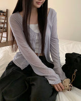 Bamin dot strap see-through cardigan