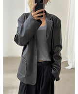 [F/W] Leather aging overfit blazer(2color)