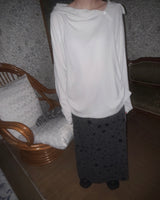 (2color) Flower Fold-Over Banding Long Skirt