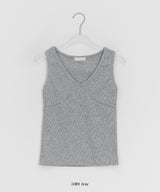Toara Ribbed Diagonal Cut V-neck Sleeveless
