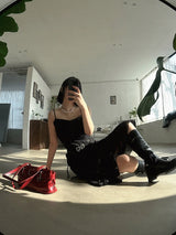 エスニック ベルト シフォン ロング ドレス