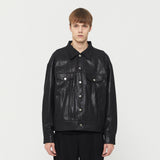 Oversized Coated Denim Jacket Black