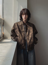 Bolt piping crack leather jacket