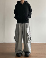 Stitch Knit Hood Zip-up