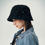 Pearl Crinkle Bucket Hat (Black)