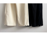 Sand corduroy side pin-tuck wide pants