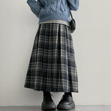 Daren シックバックバンドチェックプリーツロングスカート