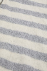 Stripe fur crop hood zip-up