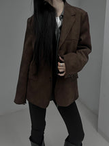line suede blazer jacket (2color)
