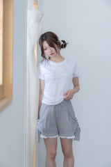 ナポレオン ボタン Tシャツ(white)