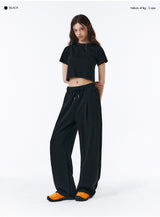 [Unisex] ベーシックラインワンタックワイドスウェットパンツ (2color)