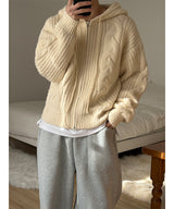 [F/W] Heavy wool knit hood zip up(4color)