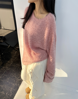 (HIGH QUALITY♥) オーバーフィット ボクシー フラッフィー ニット - 3カラー