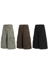 Multi Pocket Cropped Work Shorts